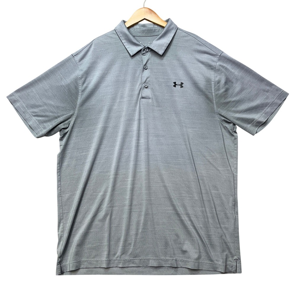 Under Armour Polo Shirt Mens XL Gray HeatGear Looseโ Fit Space Dye Short Sleeve